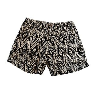 Cynthia Rowley Black Cream Ikat Linen Blend Shorts Size 8 Geometric Print